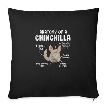 Chinchilla rongeur animal de compagnie rongeur cadeau - Housse de coussin décorative 45 x 45 cm - noir - Devant