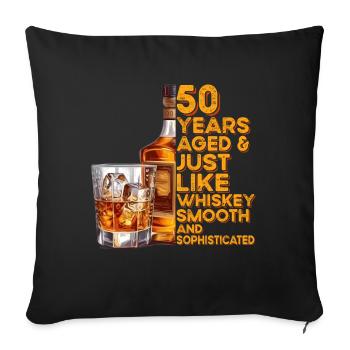 50th Birthday Whisky, Scotch Saying Gift Idea - Housse de coussin décorative 45 x 45 cm - noir - Devant