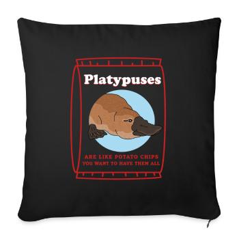 Ornithorynque Cadeau Ornithorynque - Housse de coussin décorative 45 x 45 cm - noir - Devant