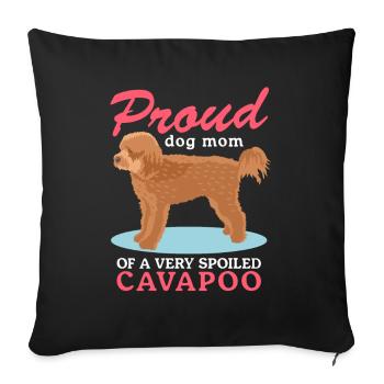 Cavapoo Mom Hunde Hundebesitzer Cavoodle Geschenk - Sofakissenbezug 45 x 45 cm - Schwarz - Vorne