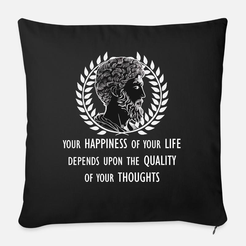 Marc Aurèle Stoïcien Philosophe Stoïcisme Happine - Housse de coussin décorative 45 x 45 cm - noir