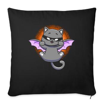 Black Cat With Bat Wing Kitten Halloween - Sofa pillowcase 17,3'' x 17,3'' (45 x 45 cm) - black - Front