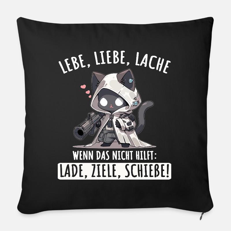Lebe Liebe Lache Wenn das nicht hilft lade ziele - Sofakissenbezug 45 x 45 cm - Schwarz
