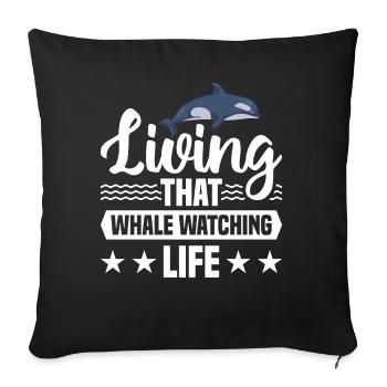 Whale Watching Whale Watching Orca Blue Whale - Sofa pillowcase 17,3'' x 17,3'' (45 x 45 cm) - black - Front