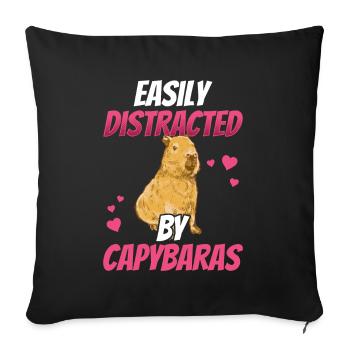 Capybara distracts capybara from South America - Sofa pillowcase 17,3'' x 17,3'' (45 x 45 cm) - black - Front