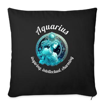 Signe du zodiaque du Verseau Astronomie - Housse de coussin décorative 45 x 45 cm - noir - Devant