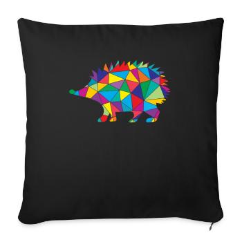 Hedgehog Polygon Low Poly Animal - Sofa pillowcase 17,3'' x 17,3'' (45 x 45 cm) - black - Front