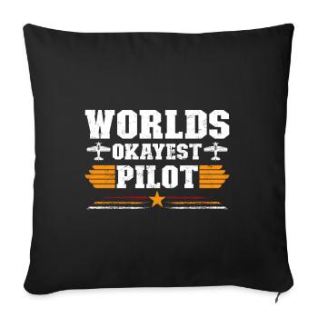 Worlds okayest Pilot - Housse de coussin décorative 45 x 45 cm - noir - Devant