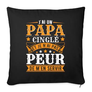 J'Ai Un Papa Cinglé - Housse de coussin décorative 45 x 45 cm - noir - Devant