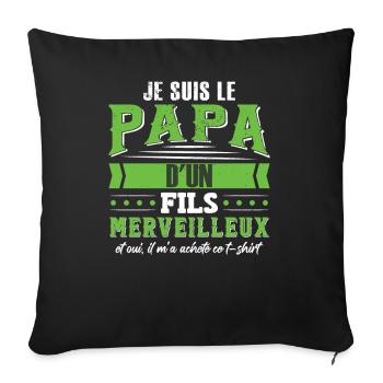 Je Suis Le Papa D'Un Fils Merveilleux - Housse de coussin décorative 45 x 45 cm - noir - Devant