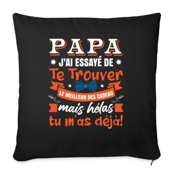 Papa Cadeau Père - Housse de coussin décorative 45 x 45 cm - noir - Devant