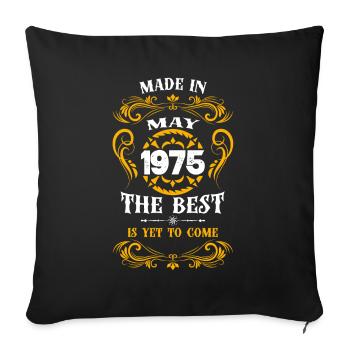 Fabriqué en mai 1975 Le meilleur - Housse de coussin décorative 45 x 45 cm - noir - Devant