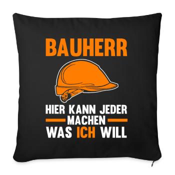 Bauherr - Sofakissenbezug 45 x 45 cm - Schwarz - Vorne