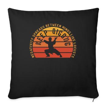 Keep-Qi-Gong Arts Martiaux Chigong Méditation - Housse de coussin décorative 45 x 45 cm - noir - Devant