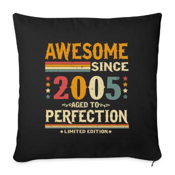 Year 2005 Vintage Retro Birthday - Sofa pillowcase 17,3'' x 17,3'' (45 x 45 cm) - black - Front
