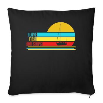 Pêche à voile et navires Capitaine Sailor - Housse de coussin décorative 45 x 45 cm - noir - Devant