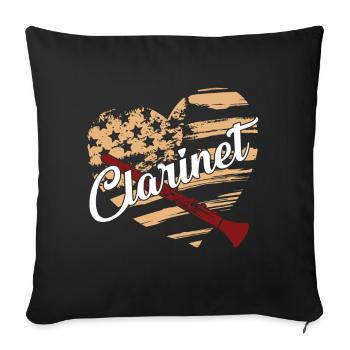 Clarinet Clarinet Flag - Sofa pillowcase 17,3'' x 17,3'' (45 x 45 cm) - black - Front