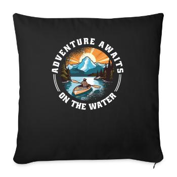 KAYAKS CANOE RAFTING BOAT Kayaking water-paddle - Sofa pillowcase 17,3'' x 17,3'' (45 x 45 cm) - black - Front