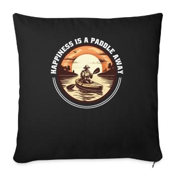 Kanu Canadier-Canoe Kajak Happiness-Kayaker - Sofakissenbezug 45 x 45 cm - Schwarz - Vorne