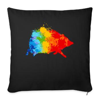 Farbspritzer Igel Bunter Igel - Sofakissenbezug 45 x 45 cm - Schwarz - Vorne