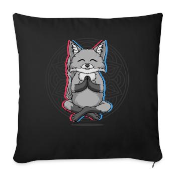 Namaste Fox Mandala Lotus Meditation Fox - Sofa pillowcase 17,3'' x 17,3'' (45 x 45 cm) - black - Front