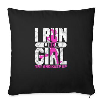 Running Runner Jogging Jogging Runner Gift - Sofa pillowcase 17,3'' x 17,3'' (45 x 45 cm) - black - Front