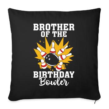 Frère du joueur de quilles d’anniversaire - Housse de coussin décorative 45 x 45 cm - noir - Devant
