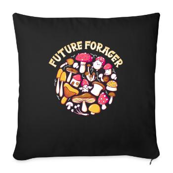 Future Forager Foraging Mushroom Hunting - Sofa pillowcase 17,3'' x 17,3'' (45 x 45 cm) - black - Front