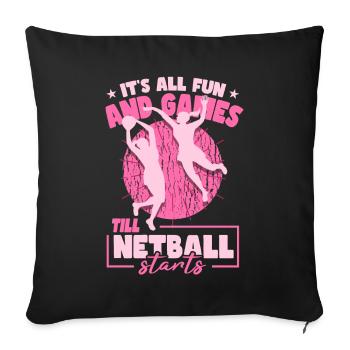 Lustiger Netball-Spieler - Sofakissenbezug 45 x 45 cm - Schwarz - Vorne