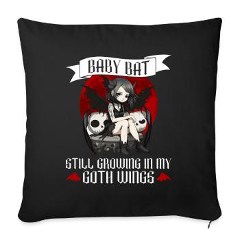 Baby Bat Gothic Goth Grufti Saying - Sofa pillowcase 17,3'' x 17,3'' (45 x 45 cm) - black - Front