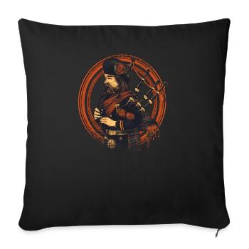 Cornemuse écossaise des Highlands - Housse de coussin décorative 45 x 45 cm - noir - Devant