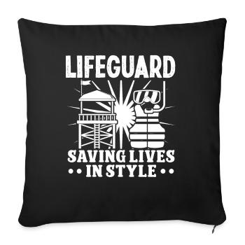 Lifeguard Saving Lives Style Lifeguard - Sofa pillowcase 17,3'' x 17,3'' (45 x 45 cm) - black - Front