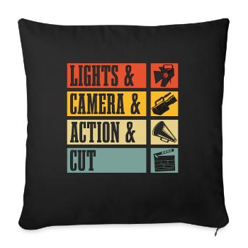 Réalisateur Lumières & Caméra & Film Rétro Film - Housse de coussin décorative 45 x 45 cm - noir - Devant