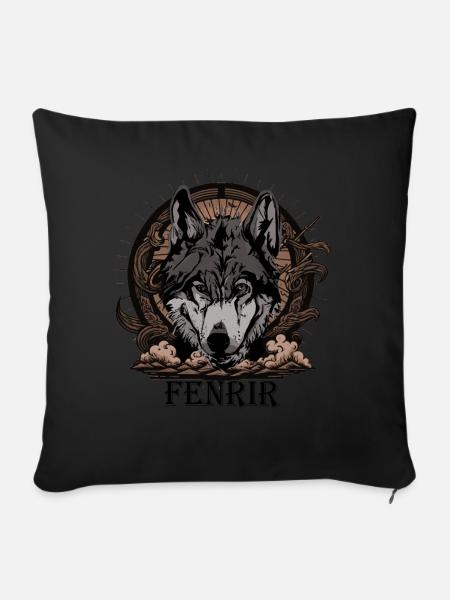 Old Norse Ragnarok Wolf God Fenrir Viking Deity - Sofakissenbezug 45 x 45 cm - Schwarz