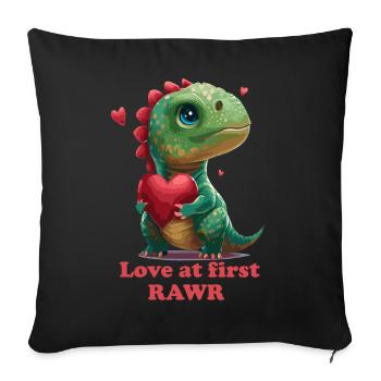 Love at First Rawr Valentines Day Cute Dino Heart - Sofa pillowcase 17,3'' x 17,3'' (45 x 45 cm) - black - Front