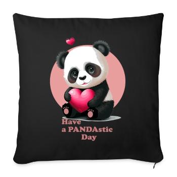 Have a Pandastic Day Cute Valentines Day Panda Hea - Sofakissenbezug 45 x 45 cm - Schwarz - Vorne