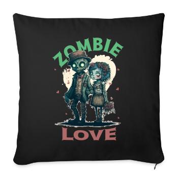 Zombie Love Cute Horror Undead Couple Valentine’s - Housse de coussin décorative 45 x 45 cm - noir - Devant