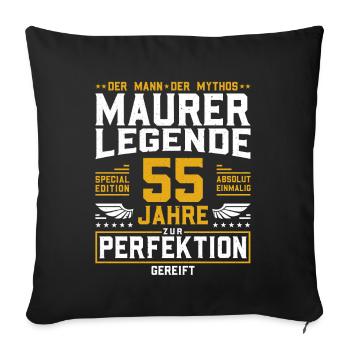 Maurer Legende - 55. Geburtstag Maurer Handwerker - Sofakissenbezug 45 x 45 cm - Schwarz - Vorne