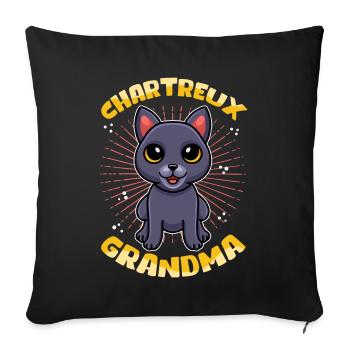 Chartreux Grandma Carthusian Cat Gift - Sofa pillowcase 17,3'' x 17,3'' (45 x 45 cm) - black - Front