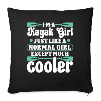 Je suis une fille avec kayak juste une fille normale - Housse de coussin décorative 45 x 45 cm - noir - Devant