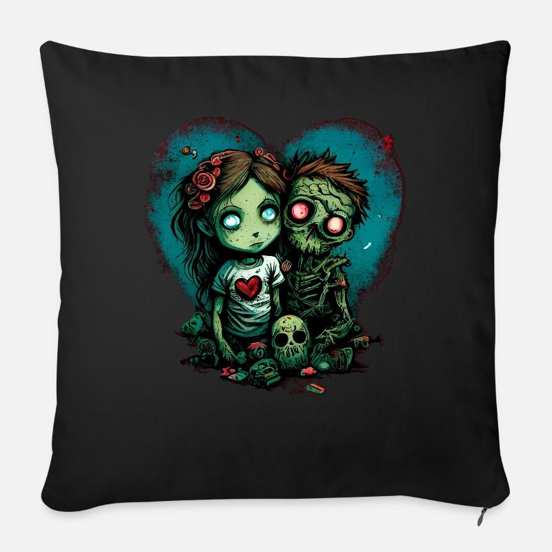 Zombie Skeleton Apocalypse Couple Funny Horror Val - Sofakissenbezug 45 x 45 cm - Schwarz