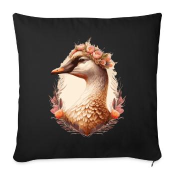Flower Crown Goose Floral Farm Animal Pet - Sofa pillowcase 17,3'' x 17,3'' (45 x 45 cm) - black - Front