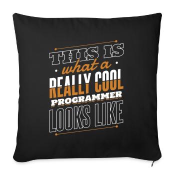 À quoi ressemble un programmeur vraiment cool - Housse de coussin décorative 45 x 45 cm - noir - Devant