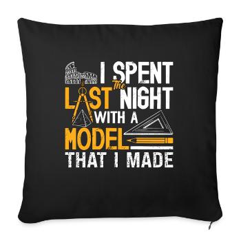 Architecture I Spent The Night With Architectural - Sofa pillowcase 17,3'' x 17,3'' (45 x 45 cm) - black - Front