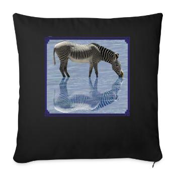 Zebra reflection - Zebras - Wildlife in Africa - Sofa pillowcase 17,3'' x 17,3'' (45 x 45 cm) - black - Front