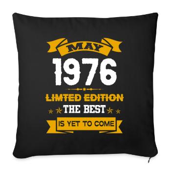 Mai 1976 Geburtstagsgeschenk - Sofakissenbezug 45 x 45 cm - Schwarz - Vorne