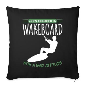 Wakeboarder Wakeboarding Wakeboard - Housse de coussin décorative 45 x 45 cm - noir - Devant