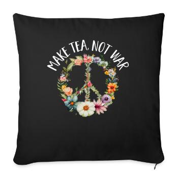 Hippie Peace Zeichen Frieden Blumen Blumenkind - Sofakissenbezug 45 x 45 cm - Schwarz - Vorne