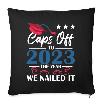 Caps de la graduation jusqu’en 2023 - Housse de coussin décorative 45 x 45 cm - noir - Devant
