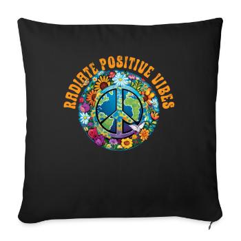 Hippie Peace Sign Peace Flowers Flower Child - Sofa pillowcase 17,3'' x 17,3'' (45 x 45 cm) - black - Front